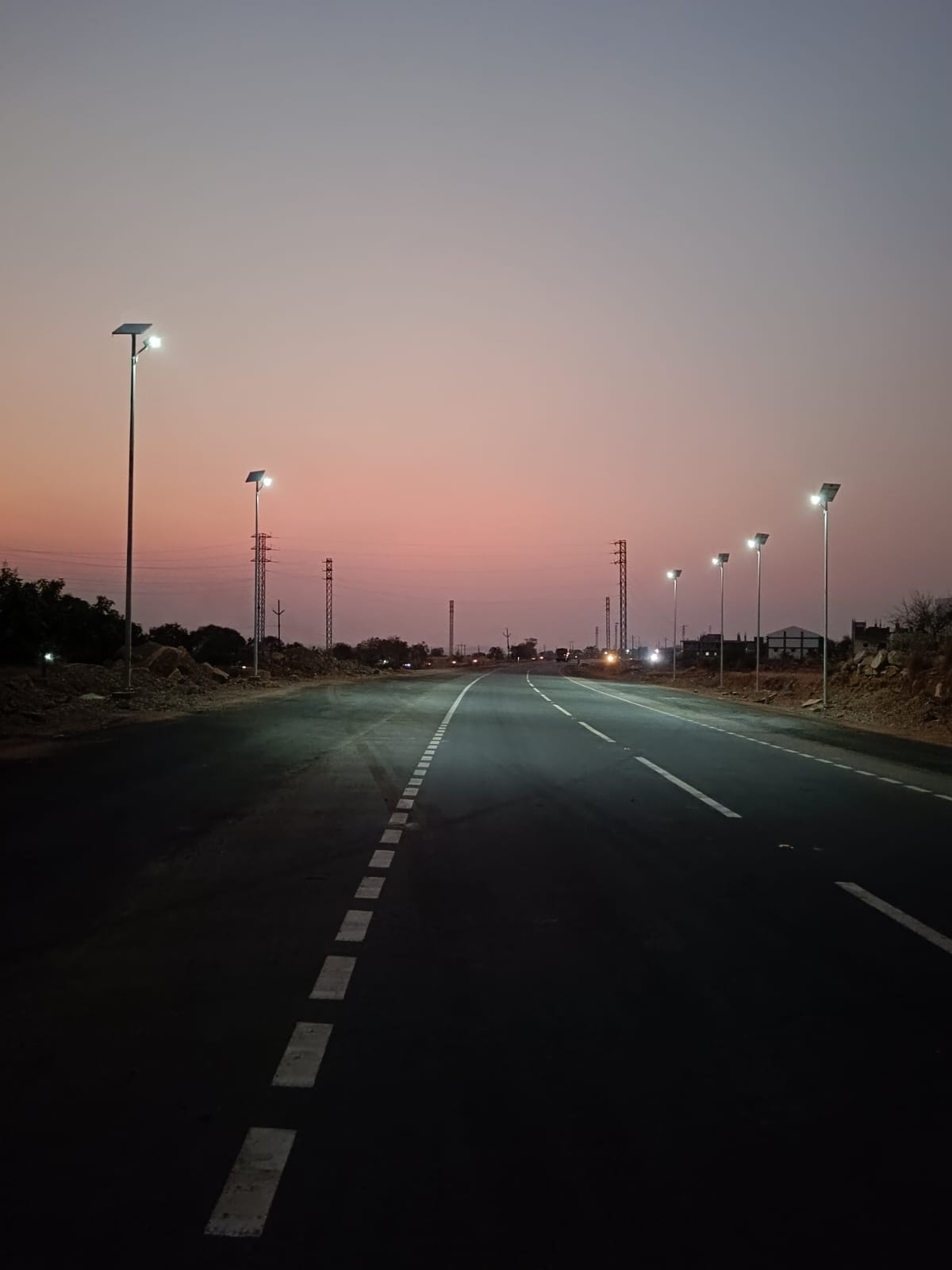 6- 40wt Solar Lights erected